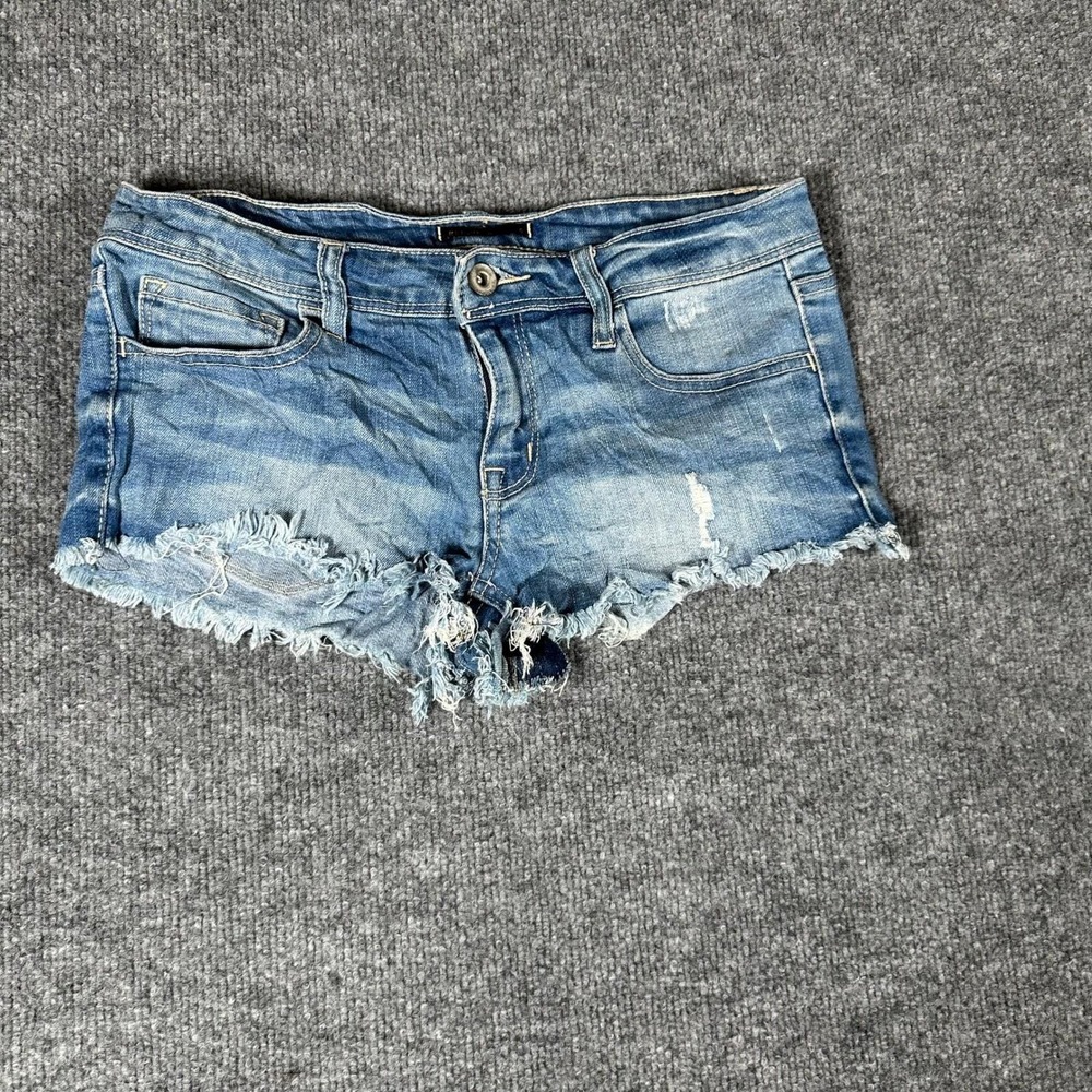 Blue Spice Shorts Womens Size 3 Blue Distressed Frayed Raw Hem Denim Cutoff